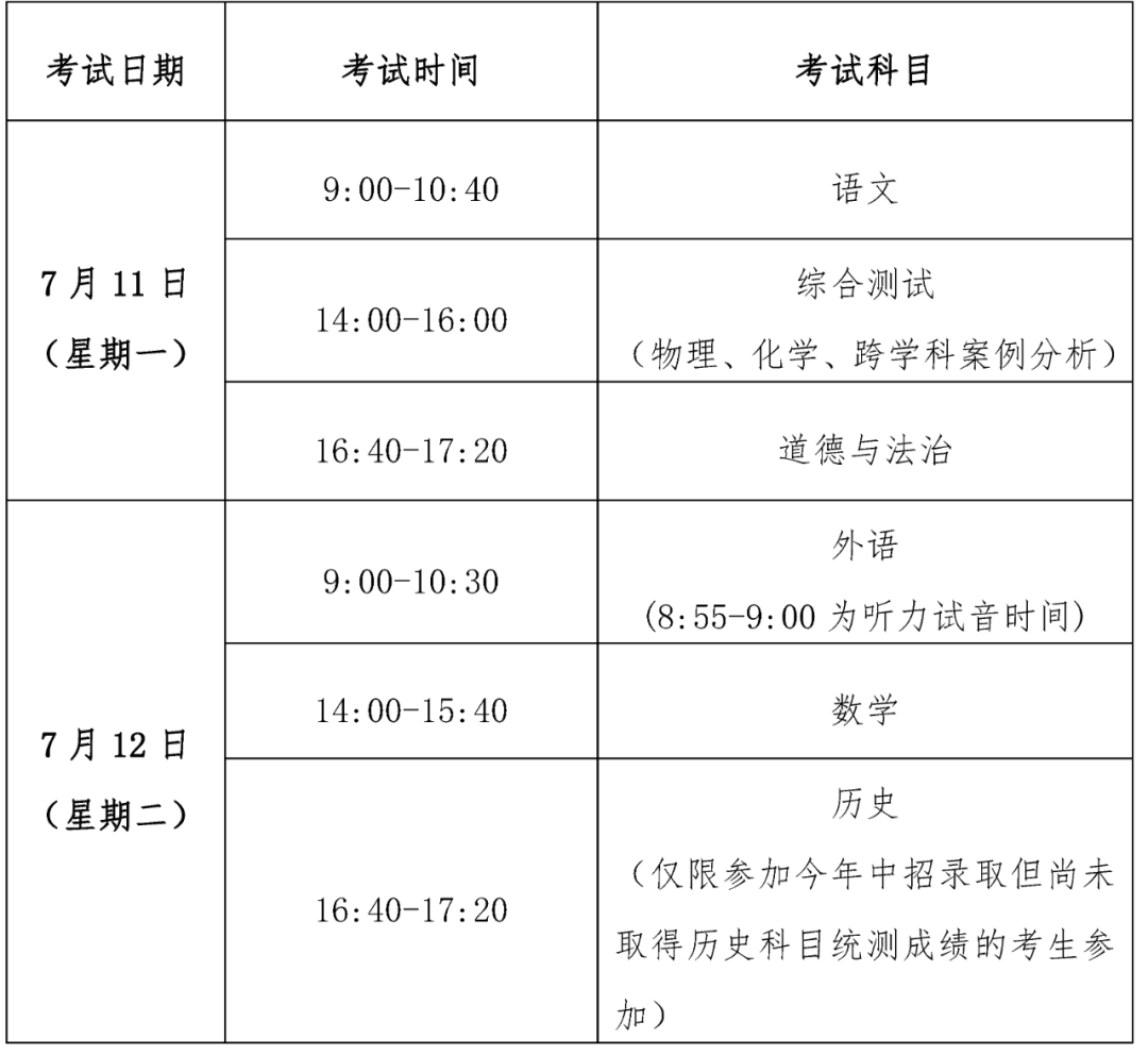 2022年上海中考、高考、等級考、合格考時間