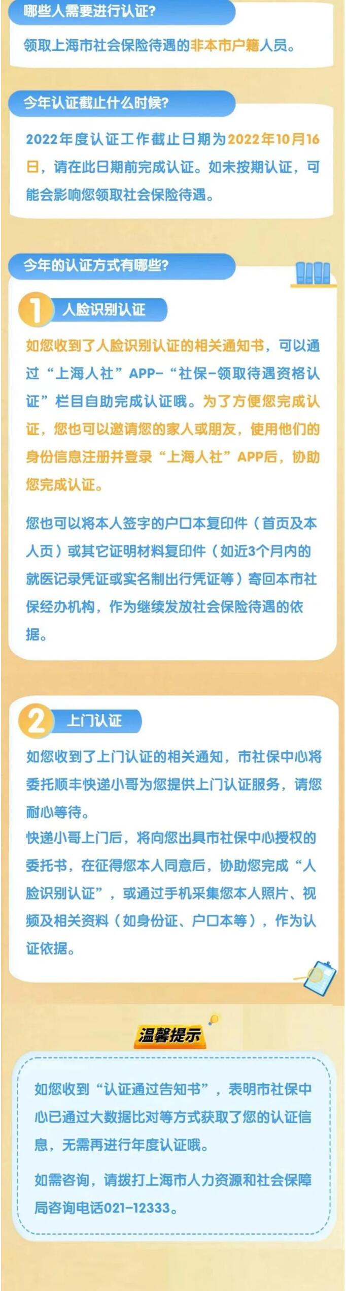 上海市2022年度領(lǐng)取社會(huì)保險(xiǎn)待遇資格認(rèn)證工作已經(jīng)啟動(dòng)啦！